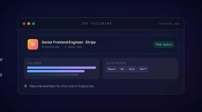 Career switcher reframing experience